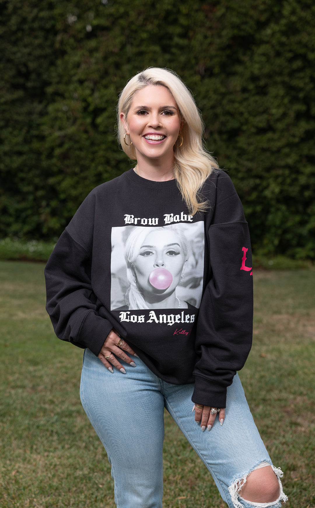 Kelley Baker “Brow Babe” Crew Neck Sweatshirt – Black