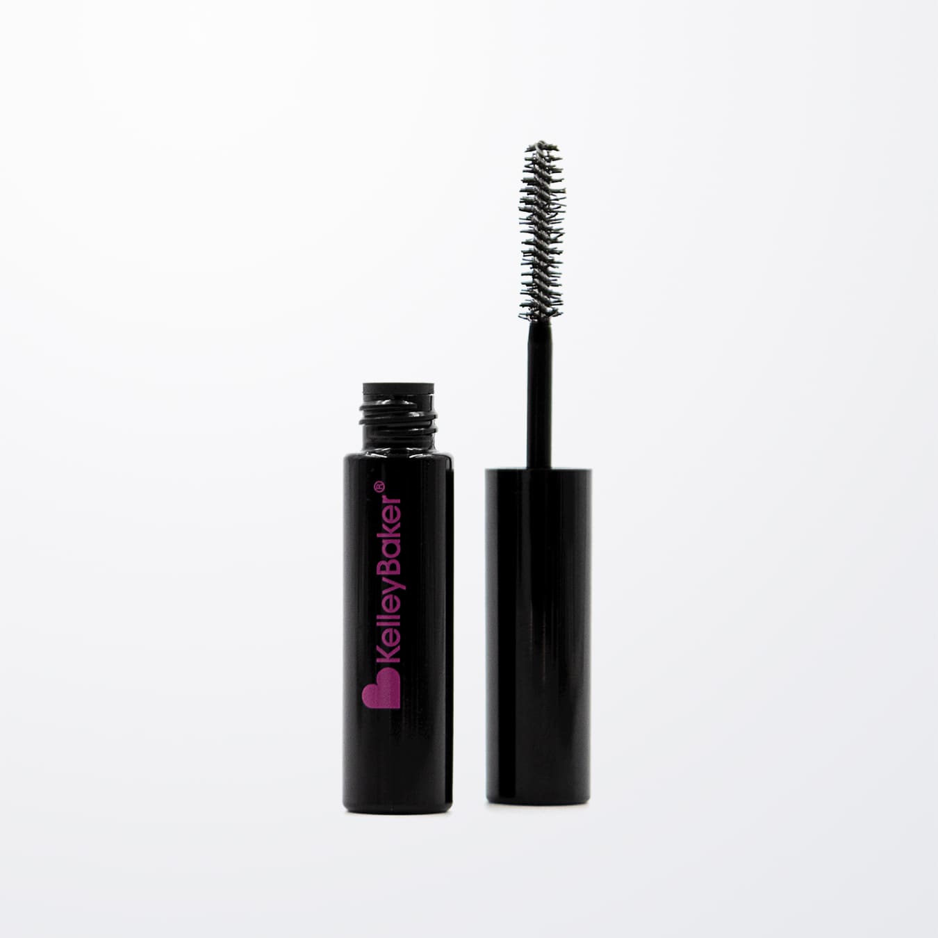 open container of Kelley Baker Clear Brow Setting Gel with detail look of brush applicator