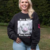 Kelley Baker “Brow Babe” Crew Neck Sweatshirt – Black