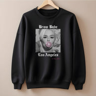 Kelley Baker “Brow Babe” Crew Neck Sweatshirt – Black