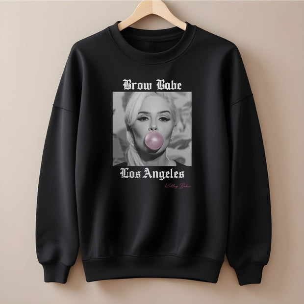 Kelley Baker “Brow Babe” Crew Neck Sweatshirt – Black