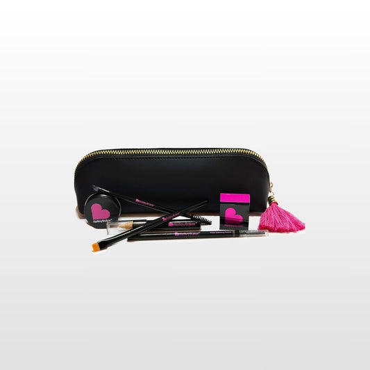Kelley Baker Holiday Gift Box with Black Makeup bag with pink tassels